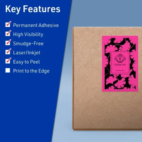 Avery Neon Magenta Paper Labels, 5.5" x 8.5" Rectangle image {1}