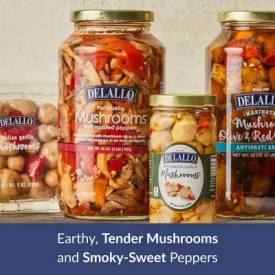 DeLallo Portobello Mushrooms and Roasted Peppers, 32 oz Jar, (4 Pack) image {1}
