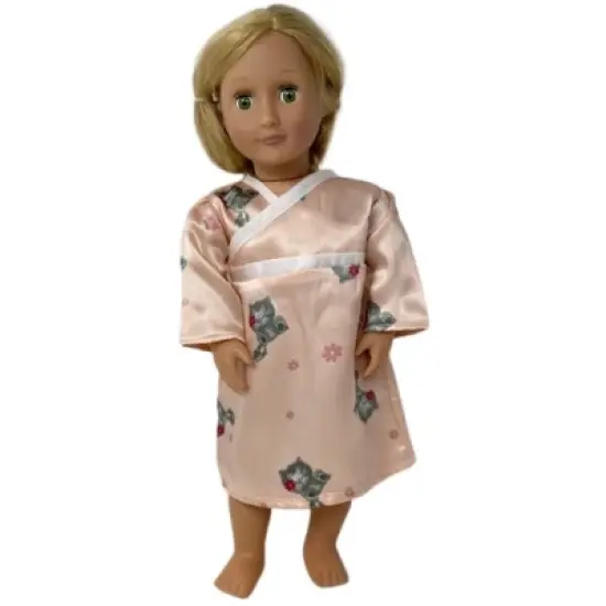 Doll Clothes Superstore Size 7 Matching Girl And Doll Tangerine Kitty Satin Nightgown image {2}