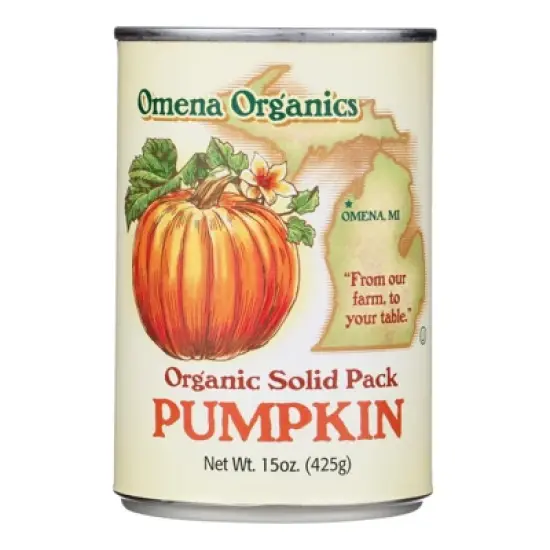 Omena Organics Organic Solid Pack Pumpkin - Case of 12/15 oz image {1}