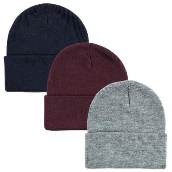 Hudson Baby Family Knit Cuffed Beanie 3pk, Navy Burgundy image {5}