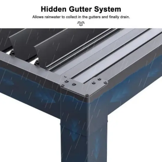 PURPLE LEAF 10' x 14' Outdoor Louvered Pergola with Adjustable Metal Roof for Patio Backyard Garden Grey Hardtop Gazebo image {6}