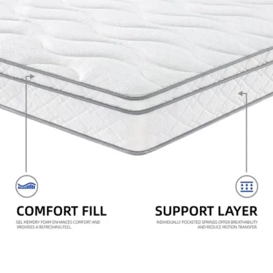 Rbied Memory Foam Mattress, 10 Inch Hybrid Mattress with Gel Memory Foam, Dust-proof and Anti-allergic Safety Material image {6}
