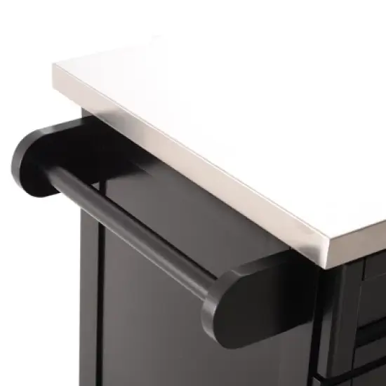 HOMCOM Rolling Kitchen Island Utility Trolley, Storage Cart on Wheels With Drawer, Spice Rack, Black image {7}