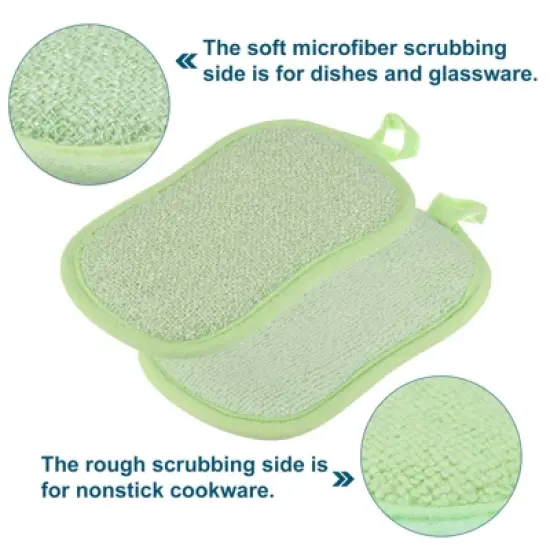 Unique Bargains Kitchen Non-Scratch Microfiber Dual-sided Dish Sponges 10 Pcs image {3}