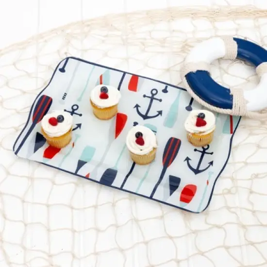 Pavilion Gift Company - Lake - 16.75" x 11" Glass Serving Tray - Serving Trays image {1}