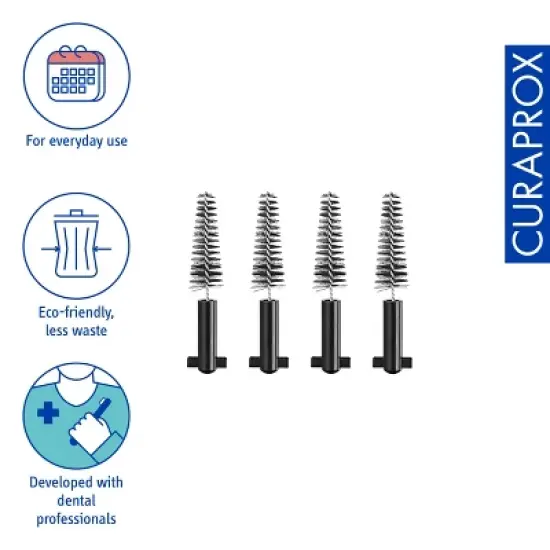 Curaprox Black is White Carbon S Interdental Brush Refills, 4-Pack for Small Spaces image {3}