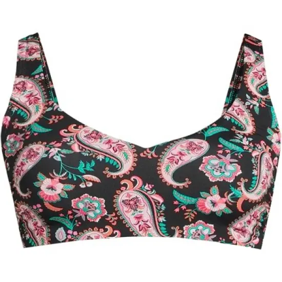 Lands' End Women's Chlorine Resistant Smocked V-neck Bikini Swimsuit Top with Adjustable Straps image {3}