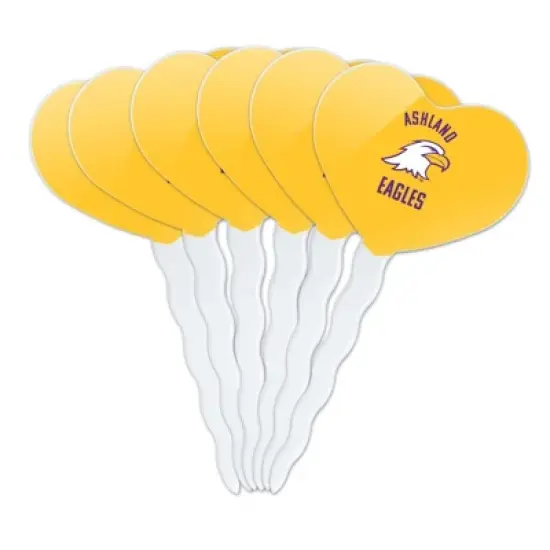 Ashland University Eagles Logo Heart Love Cupcake Picks Toppers Decoration Set of 6 image {7}