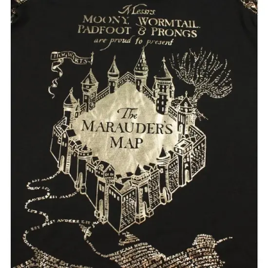 Intimo Big Girls' Harry Potter Marauders Map Raglan Nightgown Black image {3}