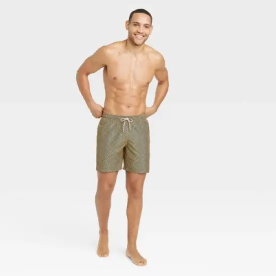 Men's 7" Geometric Print Swim Shorts - Goodfellow & Co&trade; Gold image {2}