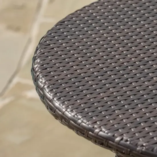 Corsica Round Wicker Bistro Table - Multi Brown - Christopher Knight Home image {3}