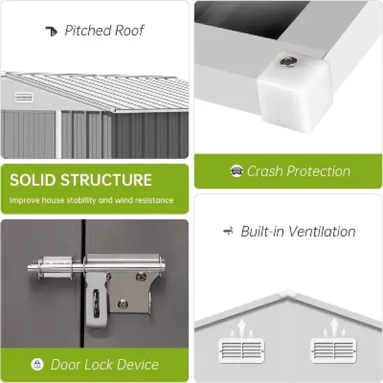 Metal Outdoor Storage Shed - Waterproof, Uv-Resistant Garden Shed with Updated Frame Structure, for Backyard,Garden,and Patio image {2}