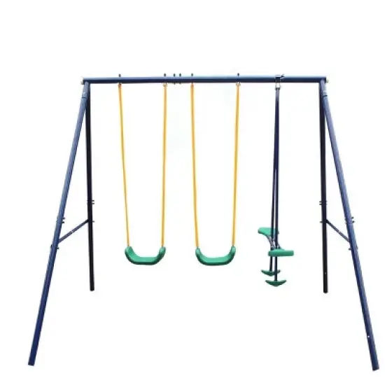 Dexmalle Metal Swing Set Outdoor with Glider for Kids image {10}