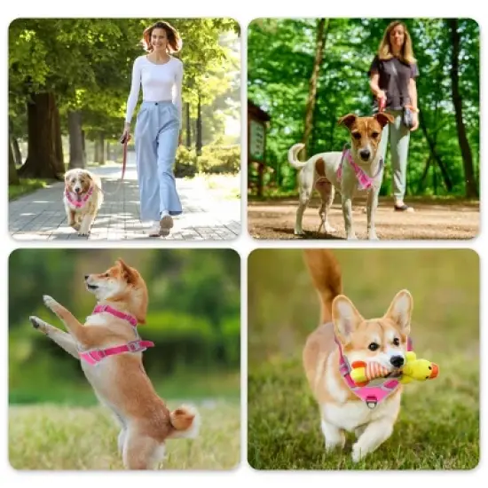 Unique Bargains Reflective Adjustable Dog Harness Rose Red 1 Pc image {5}