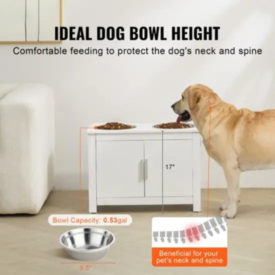 VEVOR Pet Feeding Station with 2 Stainless Steel Bowls, Elevated Dog Bowls with Storage, Dog Food Storage and Feeder Station with Storage Cabinet image {2}