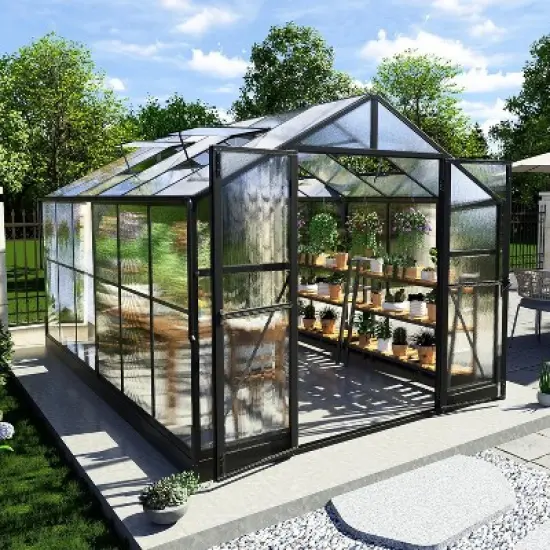AMERLIFE Polycarbonate Greenhouse, Quick-Connect Frame, 4 Vents, Swing Lock Door image {5}
