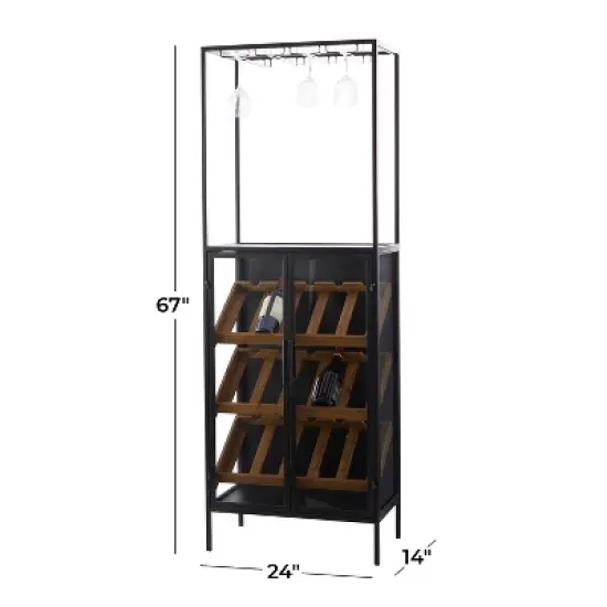 Modern Wood Standing Wine Rack Black - Olivia & May image {5}
