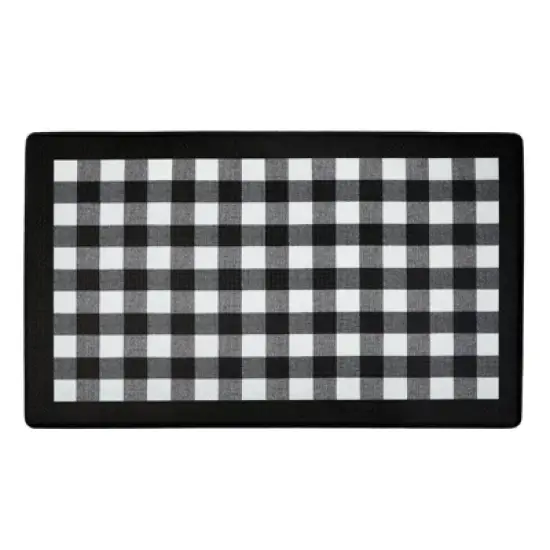 GoodGram Buffalo Black & White Plaid Memory Foam Anti-Fatigue Kitchen Floor Mat - 18 in. W x 30 in. L image {1}