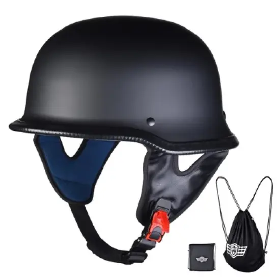 AHR RUN-G DOT German Style Motorcycle Half Helmet Open Face Cruiser Chopper Biker Skull Cap Helmet S/M/L/XL image {10}