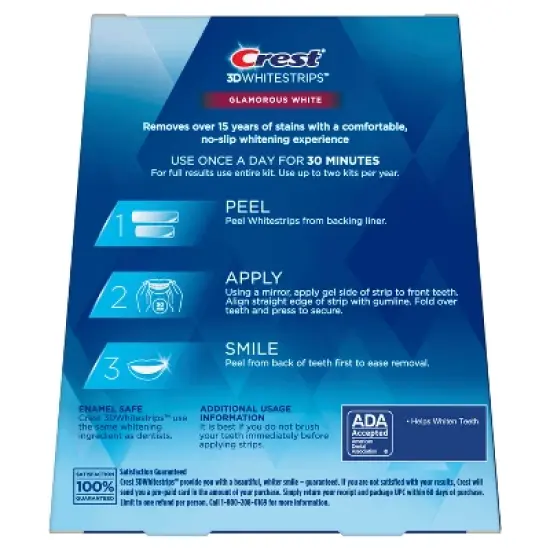Crest 3D Whitestrips Glamorous White Teeth Whitening Kit with Hydrogen Peroxide -  14 Treatments image {1}