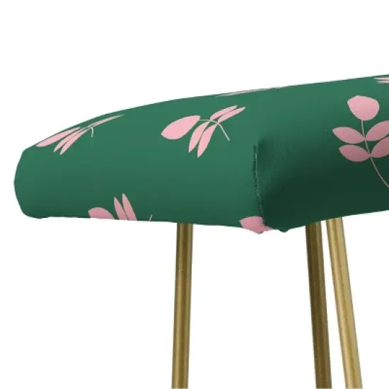 Maritza Lisa Retro Pink Leaf Pattern Bench Green - Deny Designs image {2}