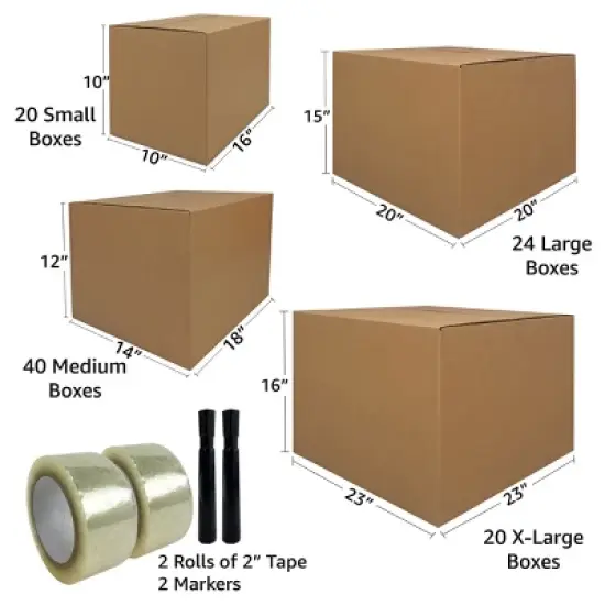 UBMOVE 9 Room Economy Kit 104 Moving Boxes & Packing Supplies image {2}