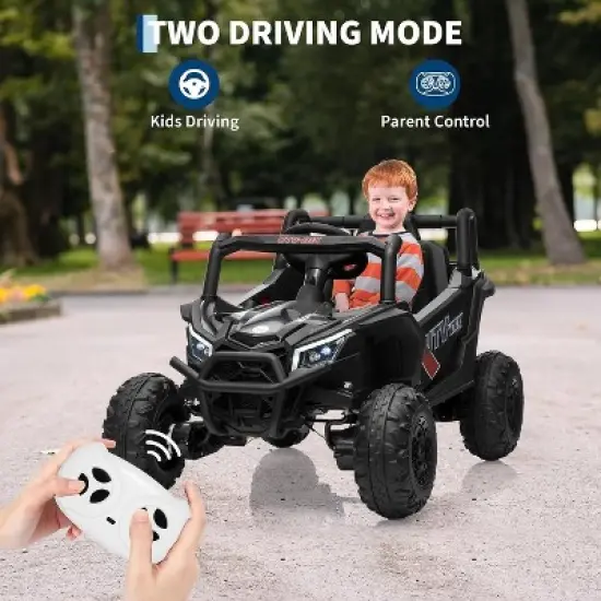 12V Kids Ride On Car, UTV Truck with Remote Control,4WD/2WD Switchable, Electric Vehicle with 4 Spring Suspension ,EVA Tires, Safety Belt, for 3+ image {6}