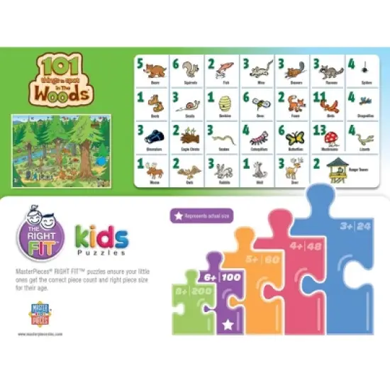 MasterPieces 100 Piece Kids Jigsaw Puzzle - 101 Things to Spot in the Woods image {3}