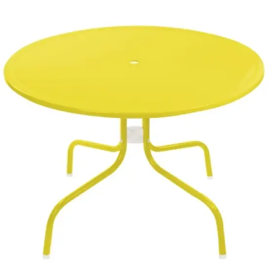 Northlight 39.25-Inch Outdoor Retro Metal Tulip Dining Table, Yellow image {2}