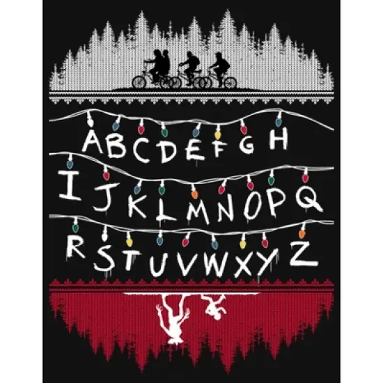 Girl's Stranger Things Christmas Light Message T-Shirt image {1}