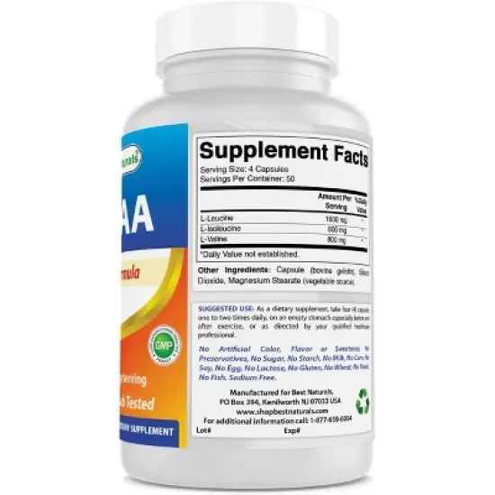 Best Naturals BCAA 800 mg 200 Capsules image {2}