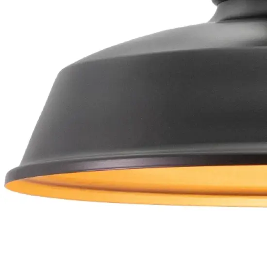 VAXCEL Dorado Bronze Farmhouse Outdoor Flush Mount Ceiling Barn Light Dark Sky image {9}