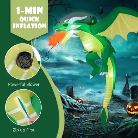 Costway 5 FT Hanging Halloween Inflatable Fire-breathing Dragon Flying Decoration Yard image {7}