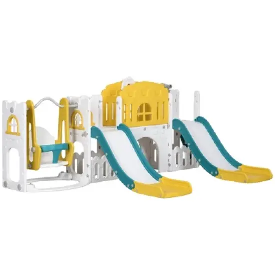Yinvani 8 in 1 Toddler Slide and Swing Set with 2 Slides, for Ages 1-3 image {10}