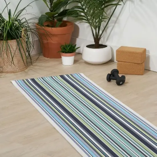 Sheila Wenzel-Ganny Lavender Mint Blue Stripes (6mm) 24" x 70" Yoga Mat - Society6 image {2}