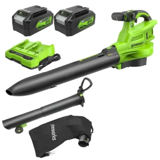 Greenworks Powerall 2x24V Cordless 520 CFM Brushless Blower Vacuum Kit with 4.0Ah Batteries and Dual Port Charger image {1}