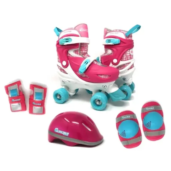 Chicago Skates Deluxe Kids' Quad Roller Skate Combo Set - Pink/White image {10}