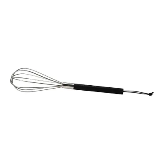 Storied Home Stainless Steel Whisk with Mango Wood Handle and Leather Tie, Black image {4}