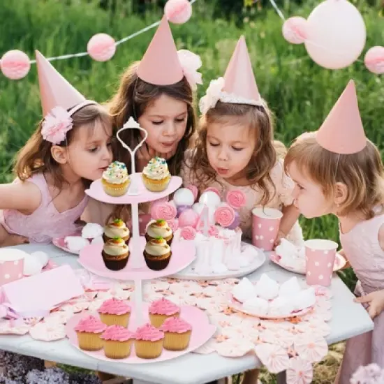 Unique Bargains Petal-shaped 3-Layer Dessert Cupcake Stand with Layered Serving Tray for Pastries Donuts and Fruits image {5}