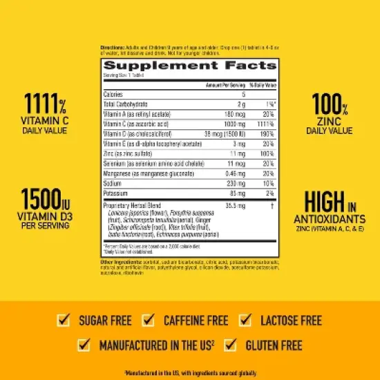 Airborne Immune Support Supplement Dissolving Tablets - Zesty Orange image {3}