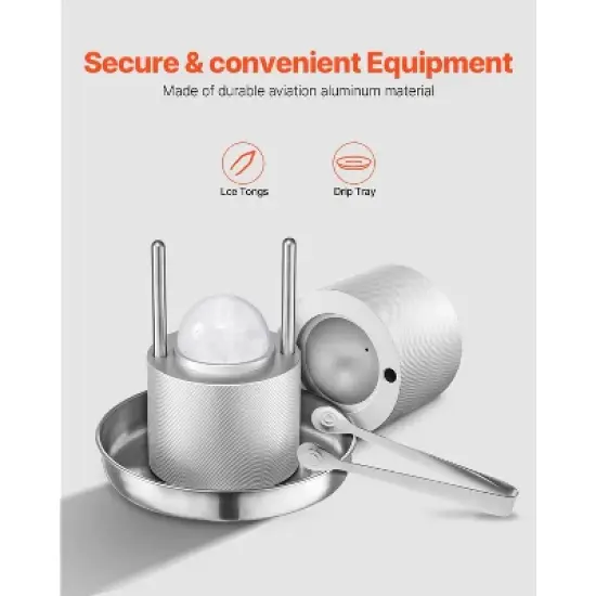 VEVOR Ice Ball Press, 2.1" Ice Ball Maker, Aviation Aluminum Ice Ball Press Kit for 53mm Ice Sphere, Ice Press with Tong and Drip Tray image {5}