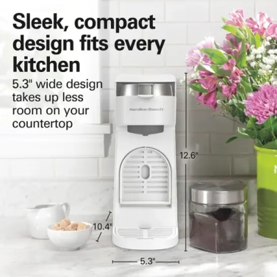 Hamilton Beach The Scoop Single-Serve Coffee Maker 47621: White, 14 oz Capacity, Uses Pods & Ground Coffee, Dishwasher-Safe image {6}