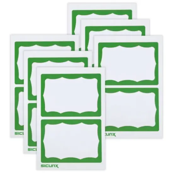 SICURIX Adhesive Badges, Green Border, 100 Per Pack, 6 Packs image {6}