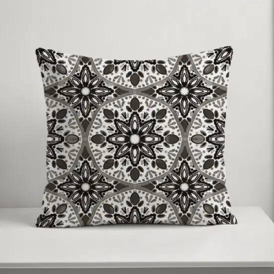 Creative Products Faded Black Gray Medallions 18x18 Indoor / Outdoor Pillow image {4}