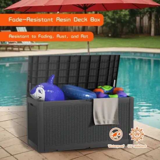 Yardgrace 30/45/80/100 Gallon Weather Resistant Storage and Seating Outdoor Deck Box image {7}