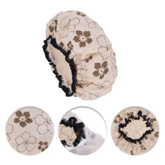 Unique Bargains Floral Double Layer Shower Cap 1 Pc image {2}