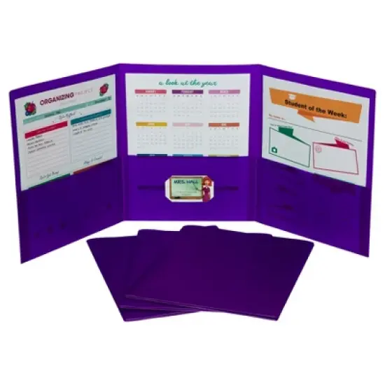C-Line&reg; Tri-Fold Portfolio, Heavyweight Poly, Purple, Pack of 24 image {2}