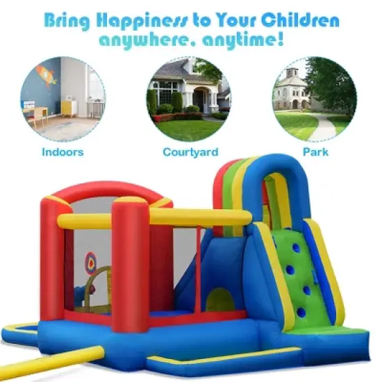 Costway Inflatable Kid Bounce House Slide Climbing Splash Pool Jumping Castle Without Blower image {4}
