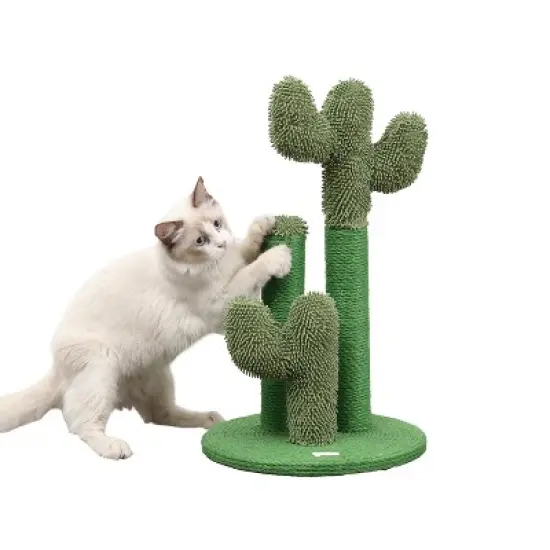 Marfa Modern Jute Triple-Cactus Cat Scratching Post with Fuzzy Toy image {9}